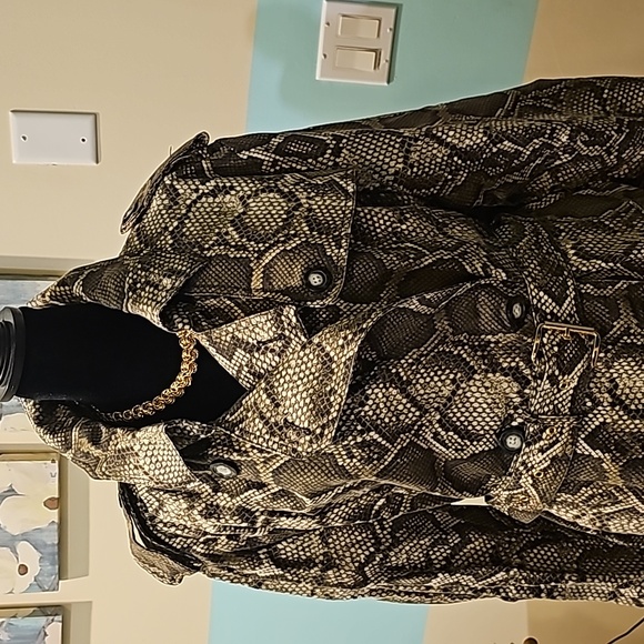 Michael Kors Snake Print Trench Coat - Picture 2 of 13